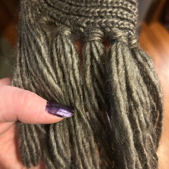 Lapis fur trim long sleeve front tie sweater - Picture 7 of 10